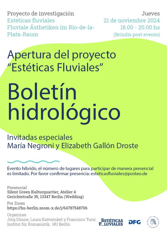 Eröffnungsveranstaltung des DFG-Projekts "Fluviale Ästhetiken im Rio-de-la-Plata-Raum" am 21.11.2024 Eröffnungsveranstaltung des DFG-Projekts "Fluviale Ästhetiken im Rio-de-la-Plata-Raum" am 21.11.2024