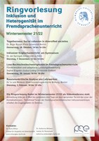 Veranstaltung: Ringvorlesung: Inklusion und Heterogenität im Fremdsprachenunterricht