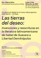 Gastvortrag von Valeria Añón am 13.12.2021 im Rahmen des ISAP-Programms mit La Plata