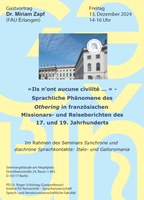 Gastvortrag von Dr. Miriam Zapf am 13.12.2024 über sprachliche Phänomene des 'Othering'