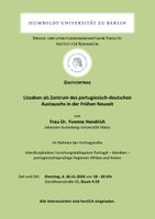 Gastvortrag von Dr. Yvonne Hendrich  am 26.11.2024 über Lissabon als Zentrum portugiesisch-deutschen Austauschs
