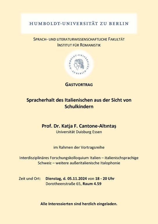 Gastvortrag von Prof. Dr. Cantone-Altıntaș am 05.11.2024 Gastvortrag von Prof. Dr. Cantone-Altıntaș am 05.11.2024