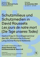 Gastvortrag von Prof. Dr. Michael Cuntz zu David Roussets "Les jours de notre mort" am 18.11.2024