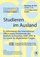 Infoabend zum Auslandsstudium für Romanist:innen am 30.11. ab 18 Uhr