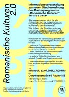 Info-Veranstaltung zur neuen Studienordnung des Master "Romanische Kulturen" am 12.7.