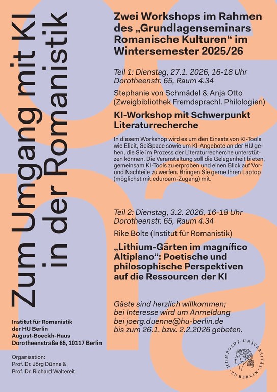 Zwei Workshops zum Umgang mit KI in der Romanistik