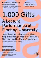 "1.000 Gifts" - Lecture Performance von Nuno Ramos auf der "Floating University" am 14.7.2023