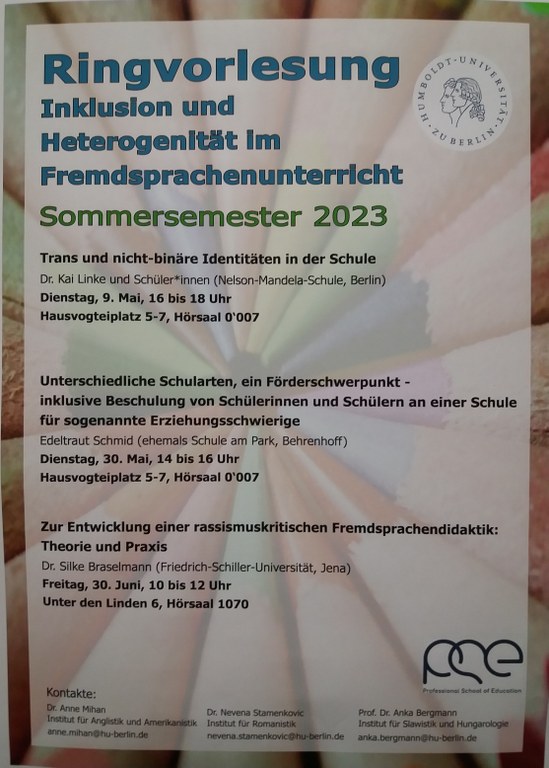 Ringvorlesung: Inklusion und Heterogenität im Fremdsprachenunterricht Ringvorlesung: Inklusion und Heterogenität im Fremdsprachenunterricht