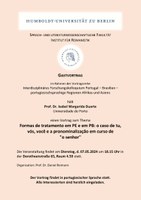 Vortrag in portugiesischer Sprache von Prof. Dr. Isabel Margarida Duarte am 07. Mai 2024